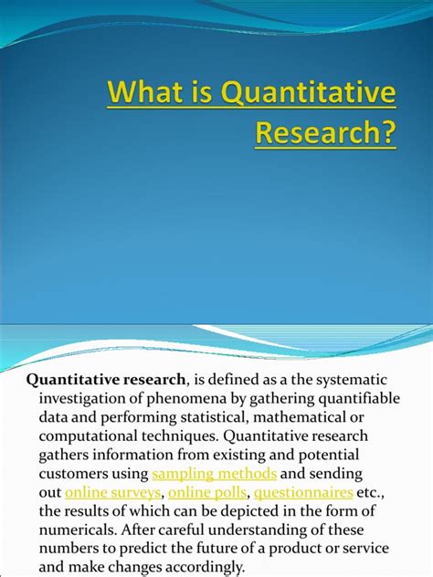 What Is Quantitative Investigation Definition